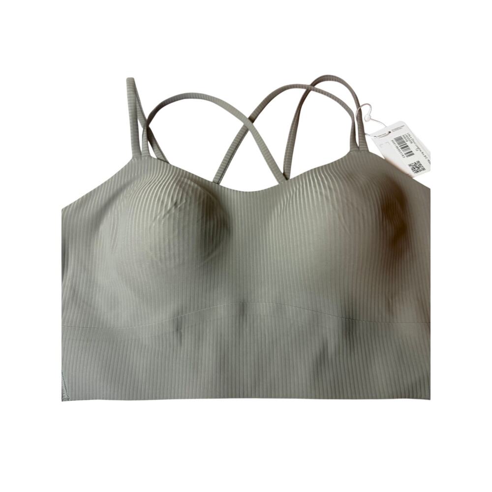 size 12 Lululemon Like A Cloud Ribbed Longline Bra in warm ash grey